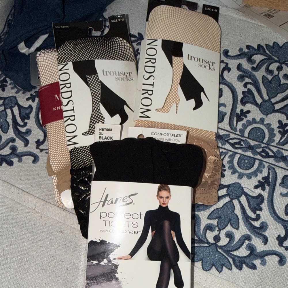 Nordstrom Black and Tan Hosiery package Five trouser socks one tights washable - Picture 15 of 16
